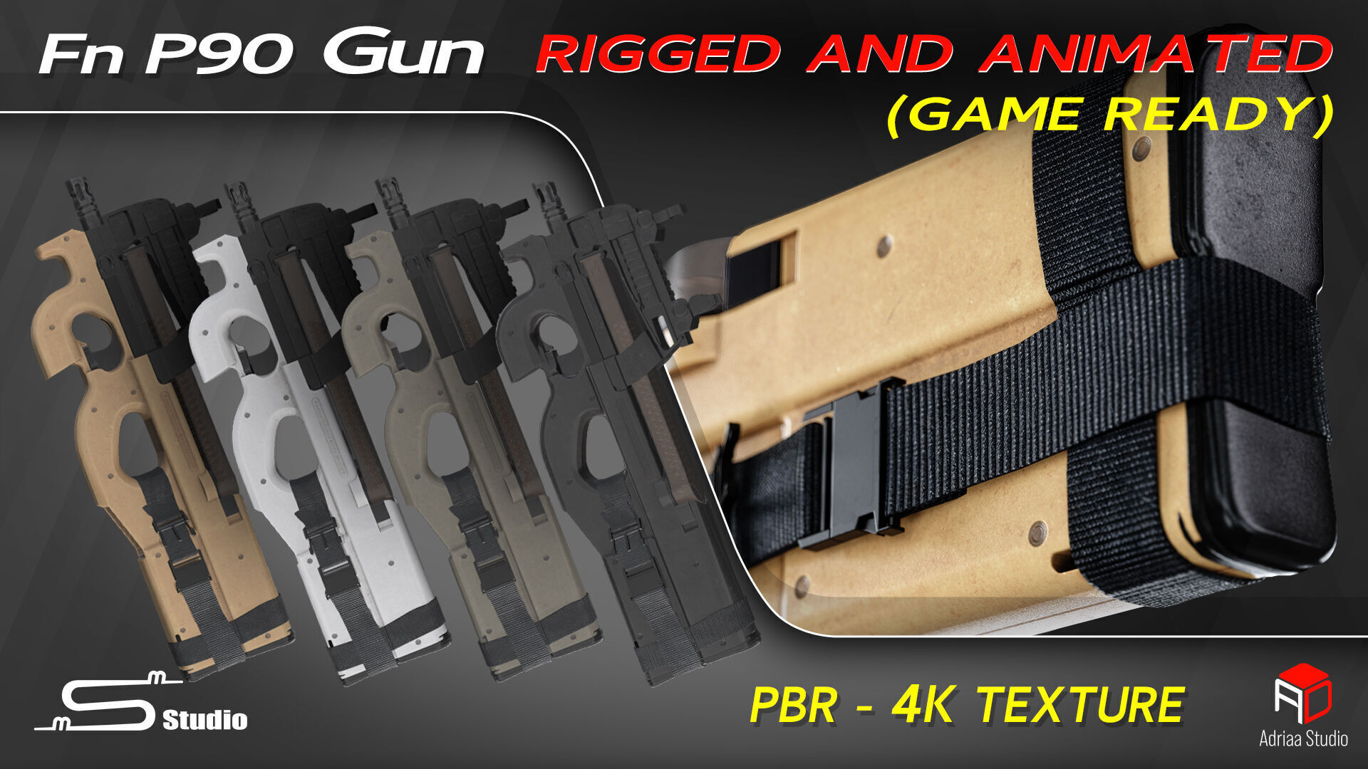 FN P90  Rigged and Animated Low-poly 3D model_8