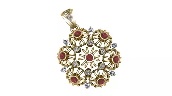 DIAMOND FLORAL PENDANT 3D PRINTABLE MODEL