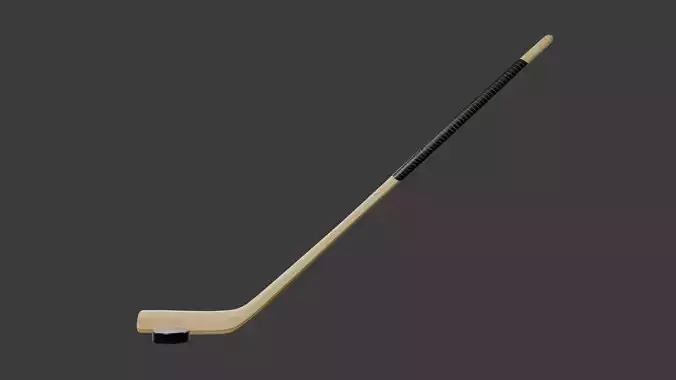 Hockey stick and puck 3D model