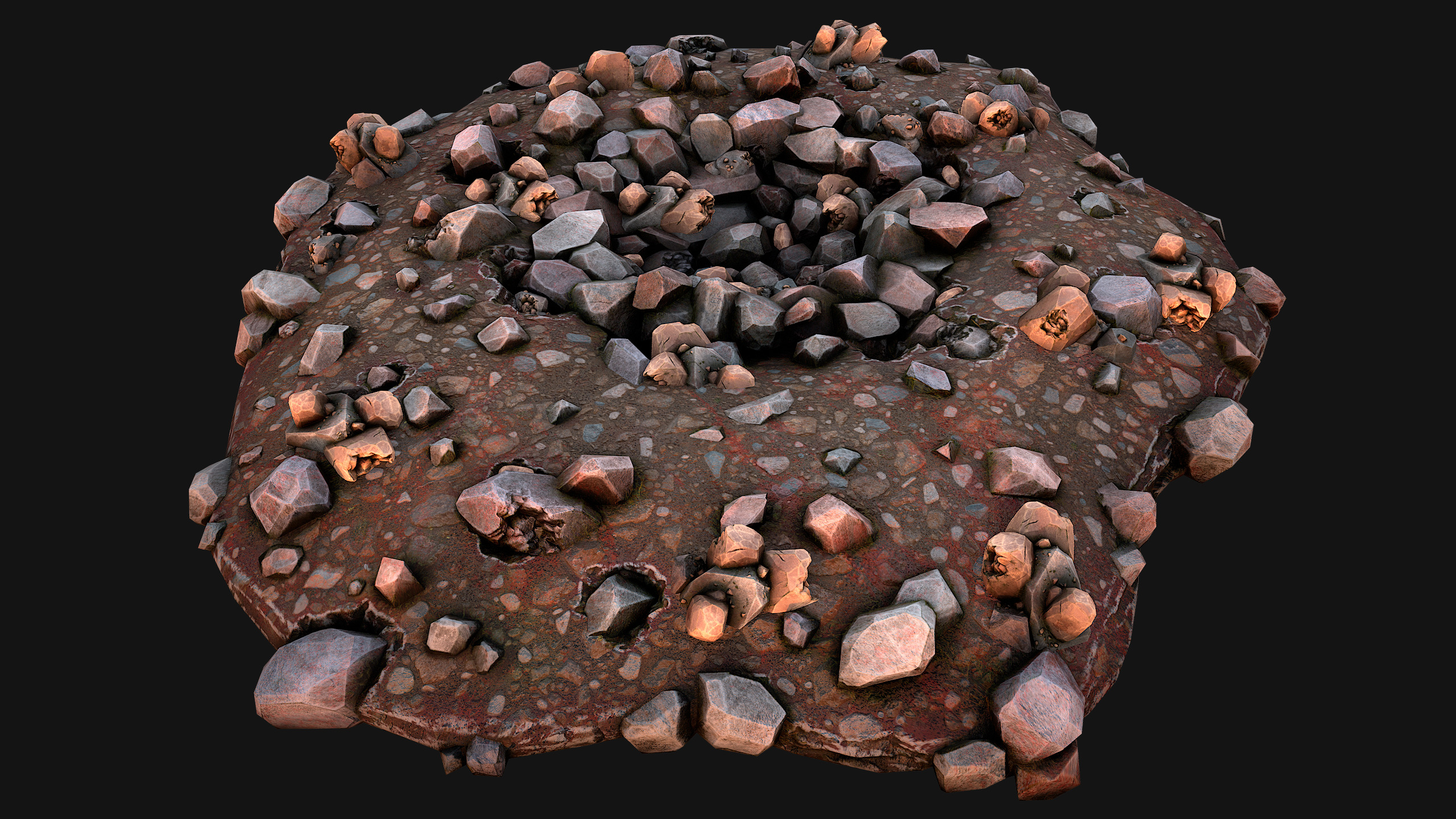 Copper Ore Deposits Mine Environment Low-poly 3D model_10