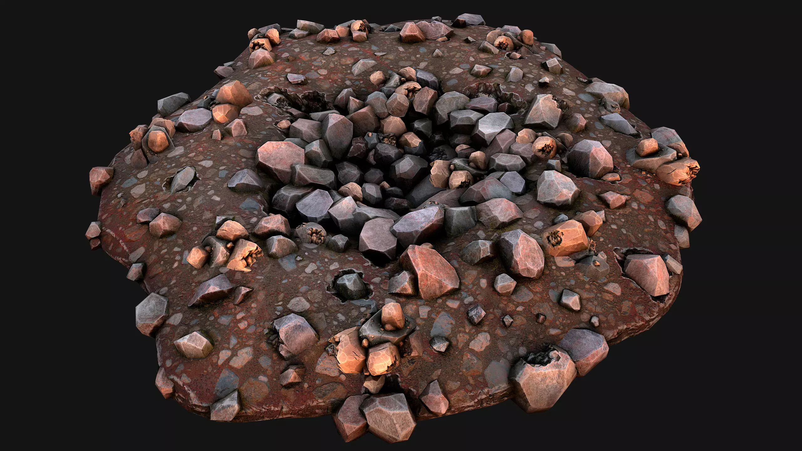 Copper Ore Deposits Mine Environment Low-poly 3D model_0