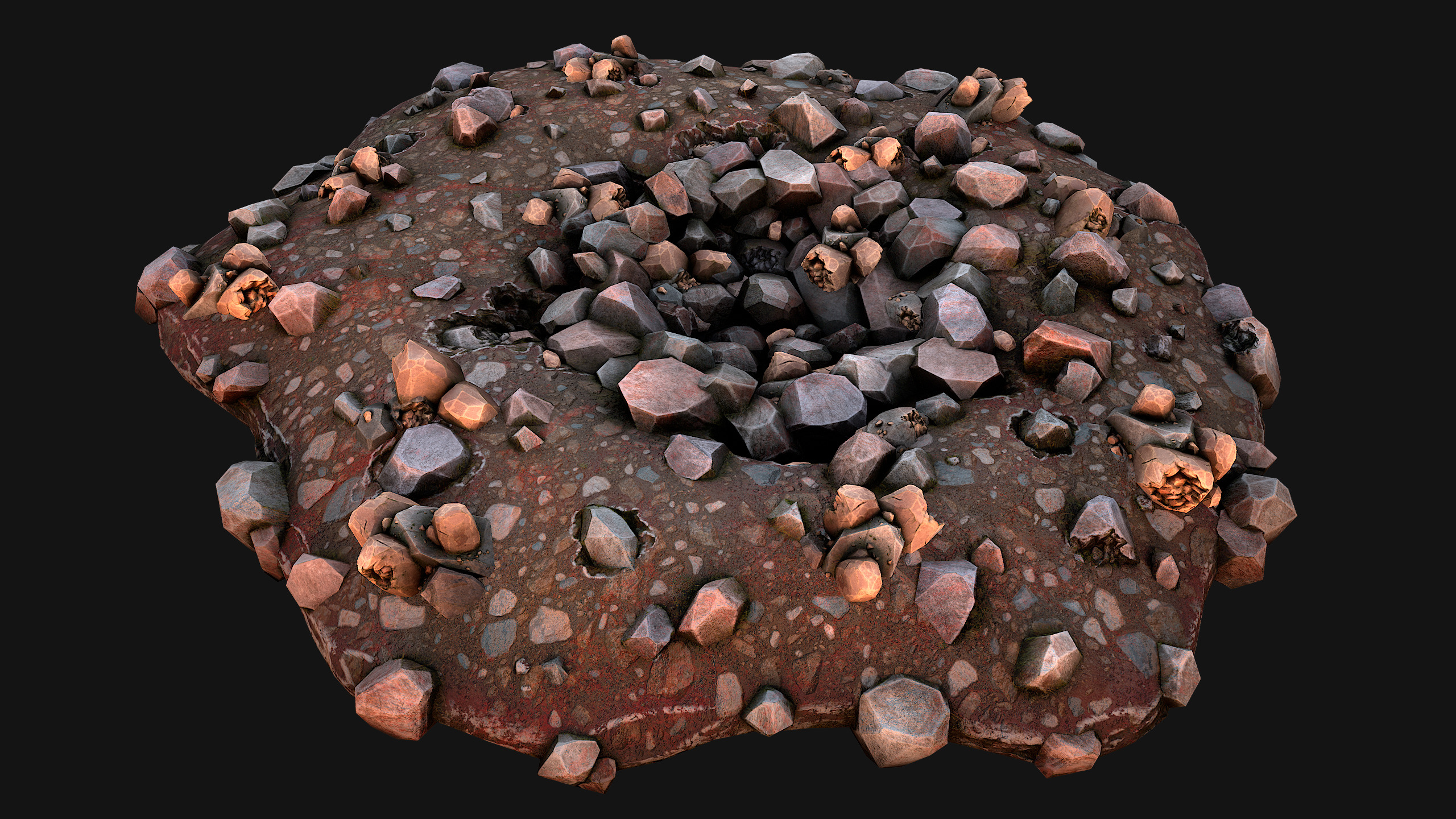Copper Ore Deposits Mine Environment Low-poly 3D model_5