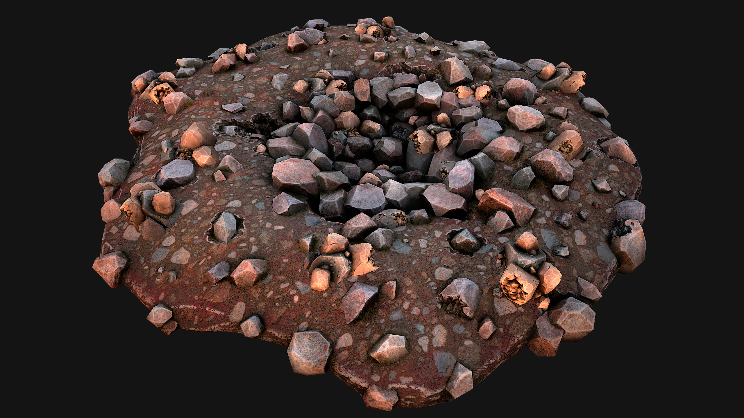 Copper Ore Deposits Mine Environment Low-poly 3D model_4