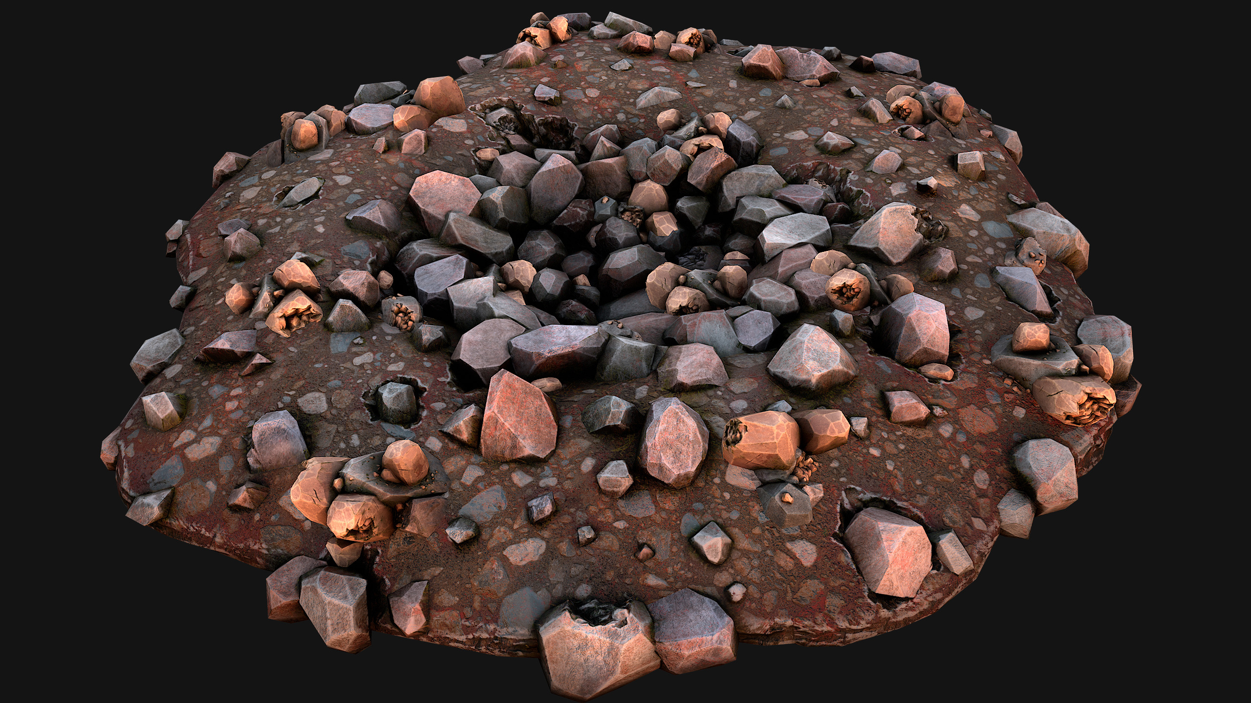 Copper Ore Deposits Mine Environment Low-poly 3D model_3