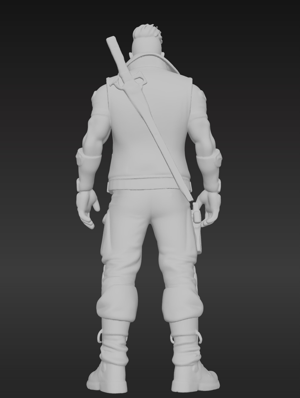 Cyberpunk Street Mercenary 3D Animated and Printable Character  Low-poly 3D model_8