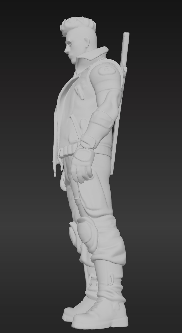 Cyberpunk Street Mercenary 3D Animated and Printable Character  Low-poly 3D model_7