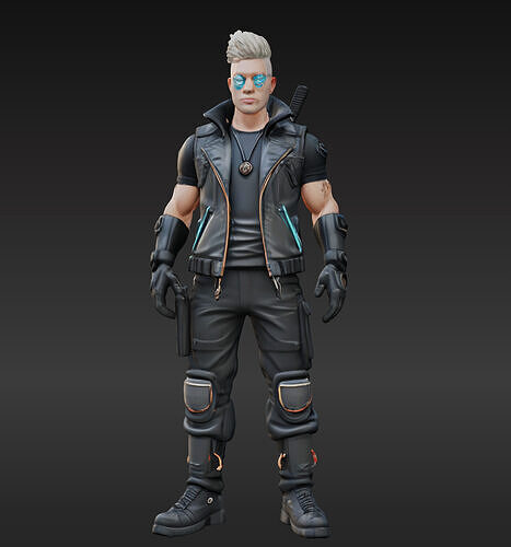 Cyberpunk Street Mercenary 3D Animated and Printable Character  Low-poly 3D model