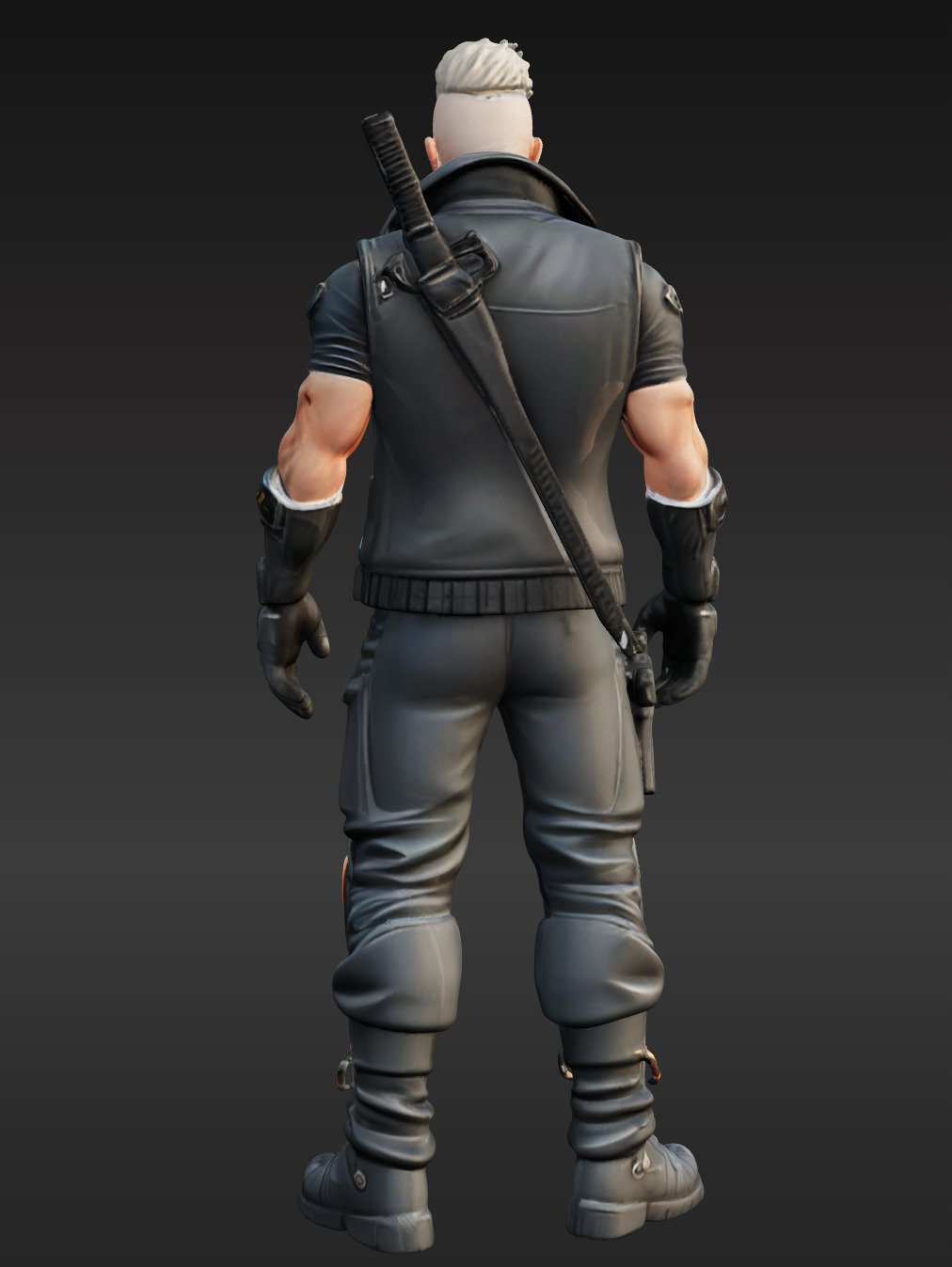 Cyberpunk Street Mercenary 3D Animated and Printable Character  Low-poly 3D model_3