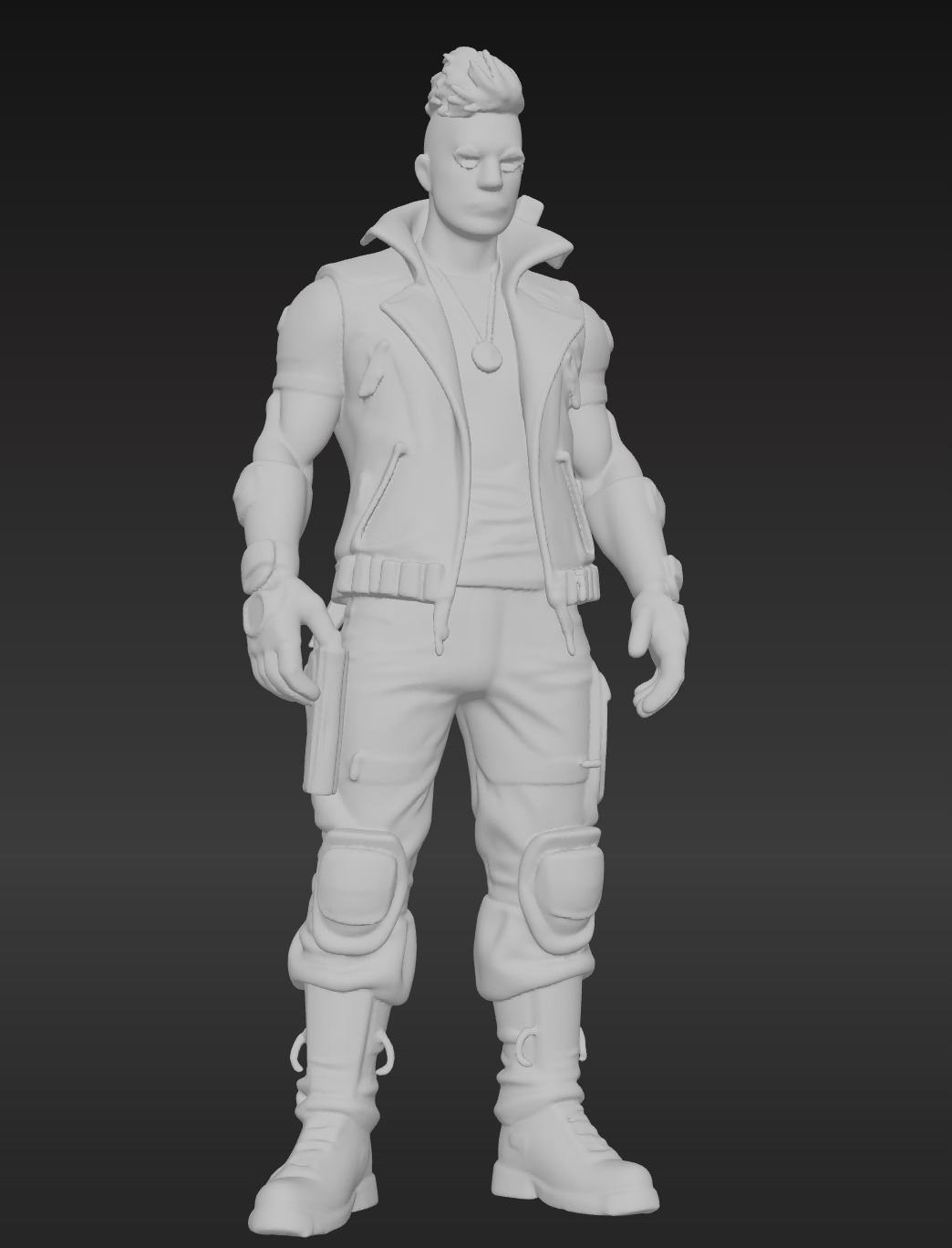 Cyberpunk Street Mercenary 3D Animated and Printable Character  Low-poly 3D model_5