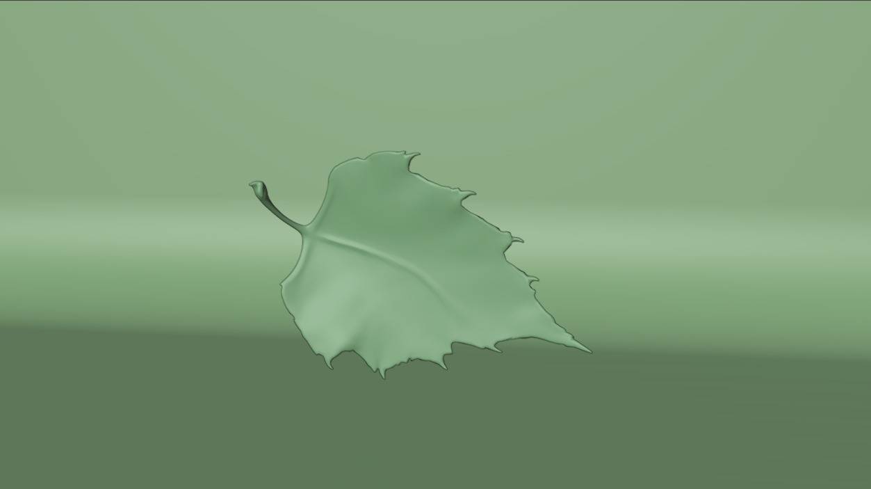 Birch Leaf Spring Symbol Low-poly 3D model_3