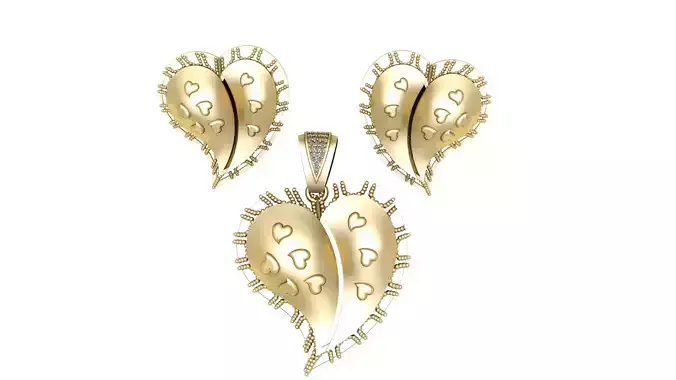 HEART SHAPE DIAMOND LOCKET SET 3D PRINTABLE MODEL