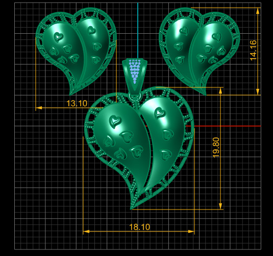 HEART SHAPE DIAMOND LOCKET SET 3D PRINTABLE MODEL 3D print model_6