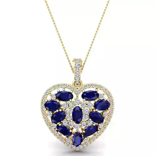 Heart Gems Stone Pendent 3d Model and Render 13