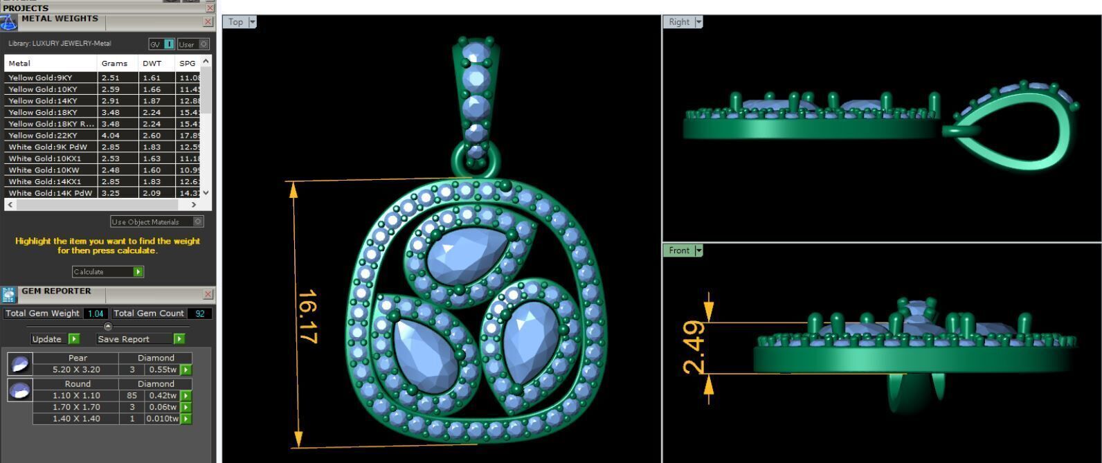 Gem Stone Pendent 3d Model and Render 6 3D print model_3