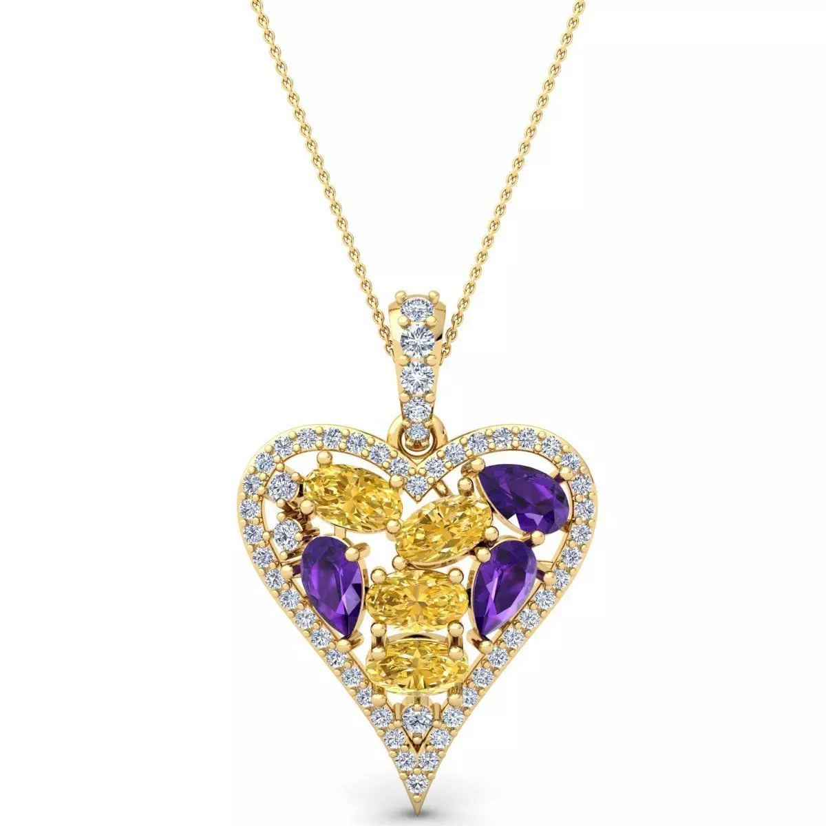 Heart Gems Stone Pendent 3d Model and Render 5 3D print model_0