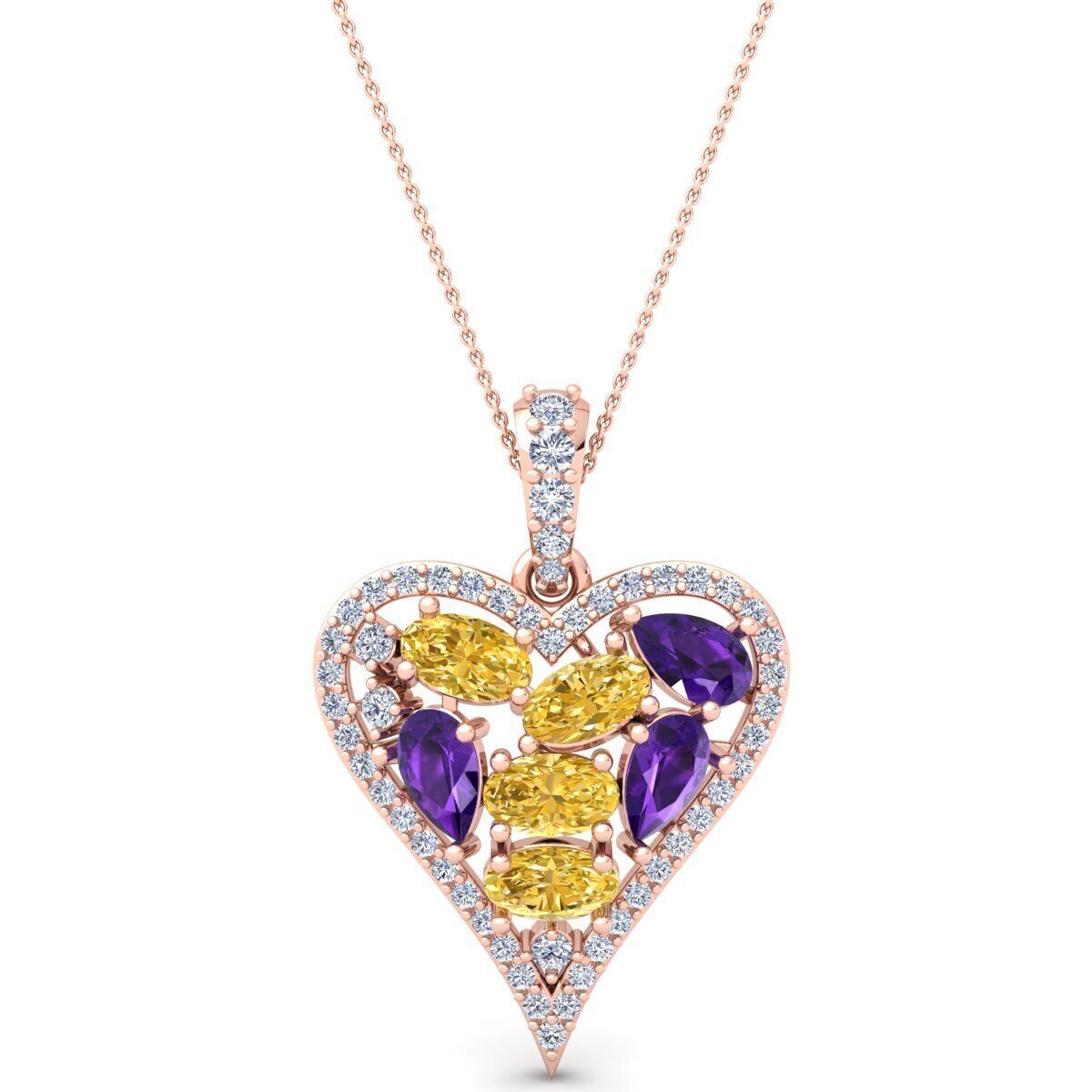 Heart Gems Stone Pendent 3d Model and Render 5 3D print model_1