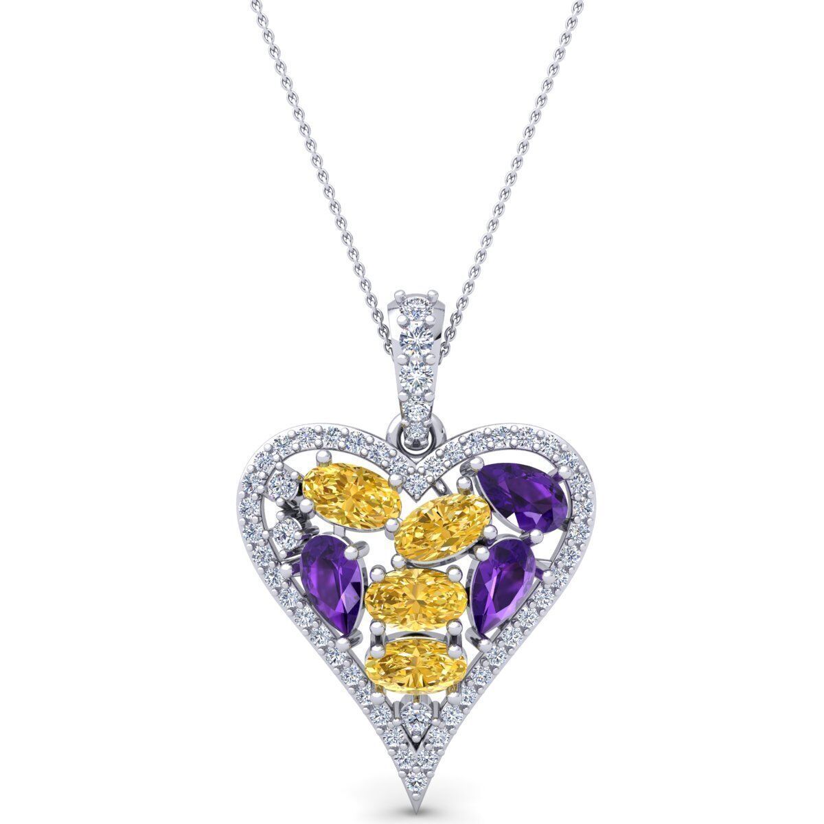 Heart Gems Stone Pendent 3d Model and Render 5 3D print model_2