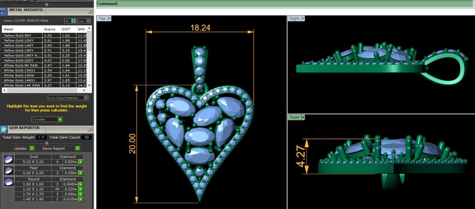 Heart Gems Stone Pendent 3d Model and Render 5 3D print model_3