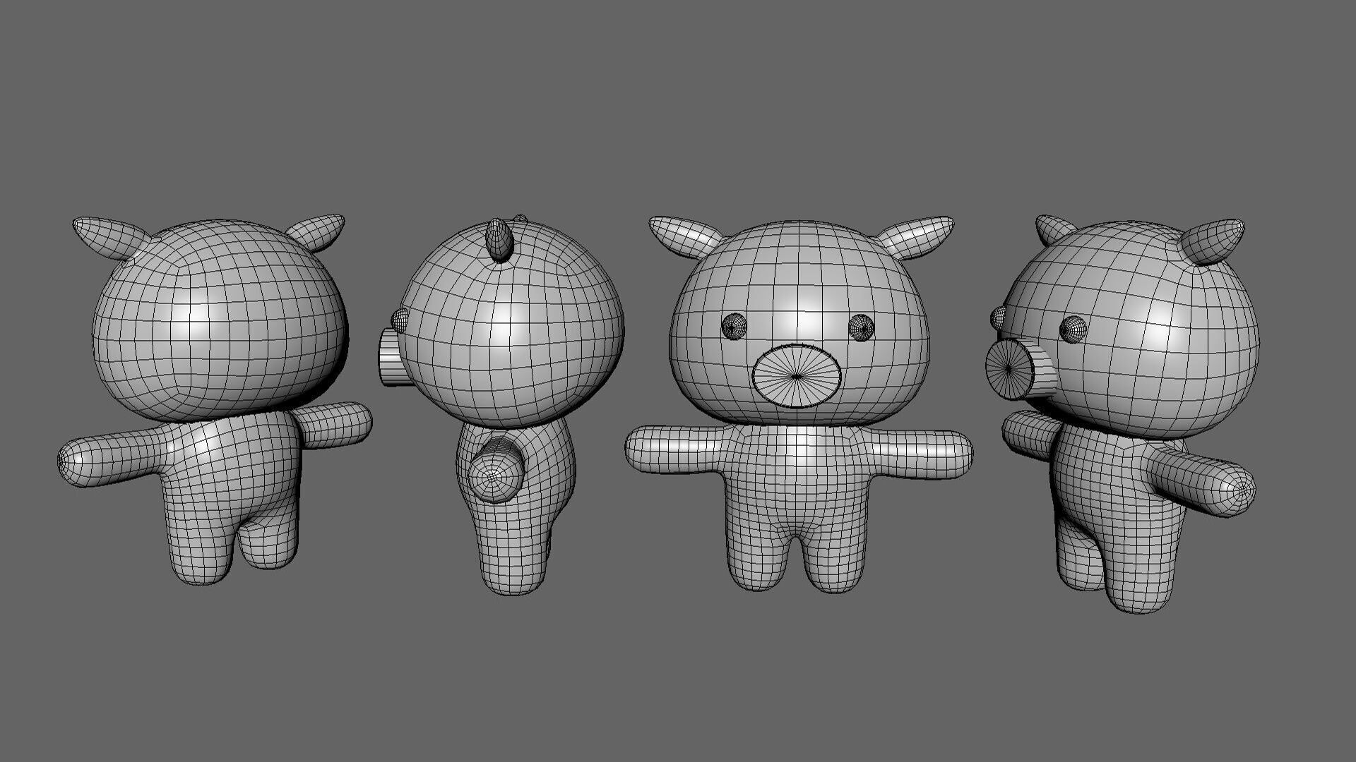Chubby Pig Animated for Games  Low-poly 3D model_4