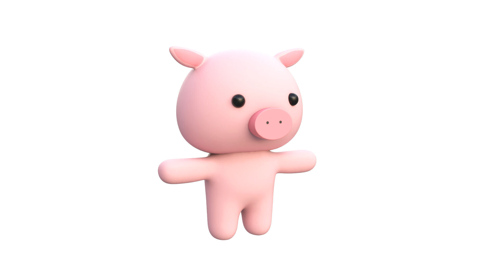 Chubby Pig Animated for Games  Low-poly 3D model_18