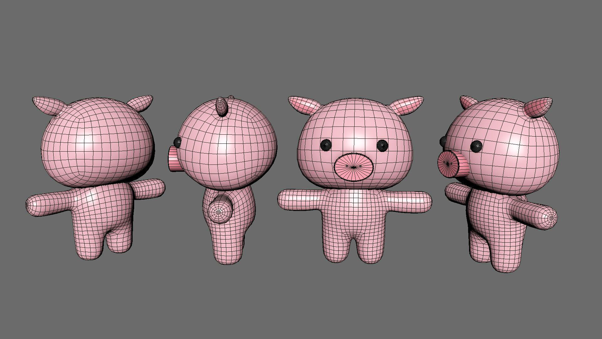Chubby Pig Animated for Games  Low-poly 3D model_3