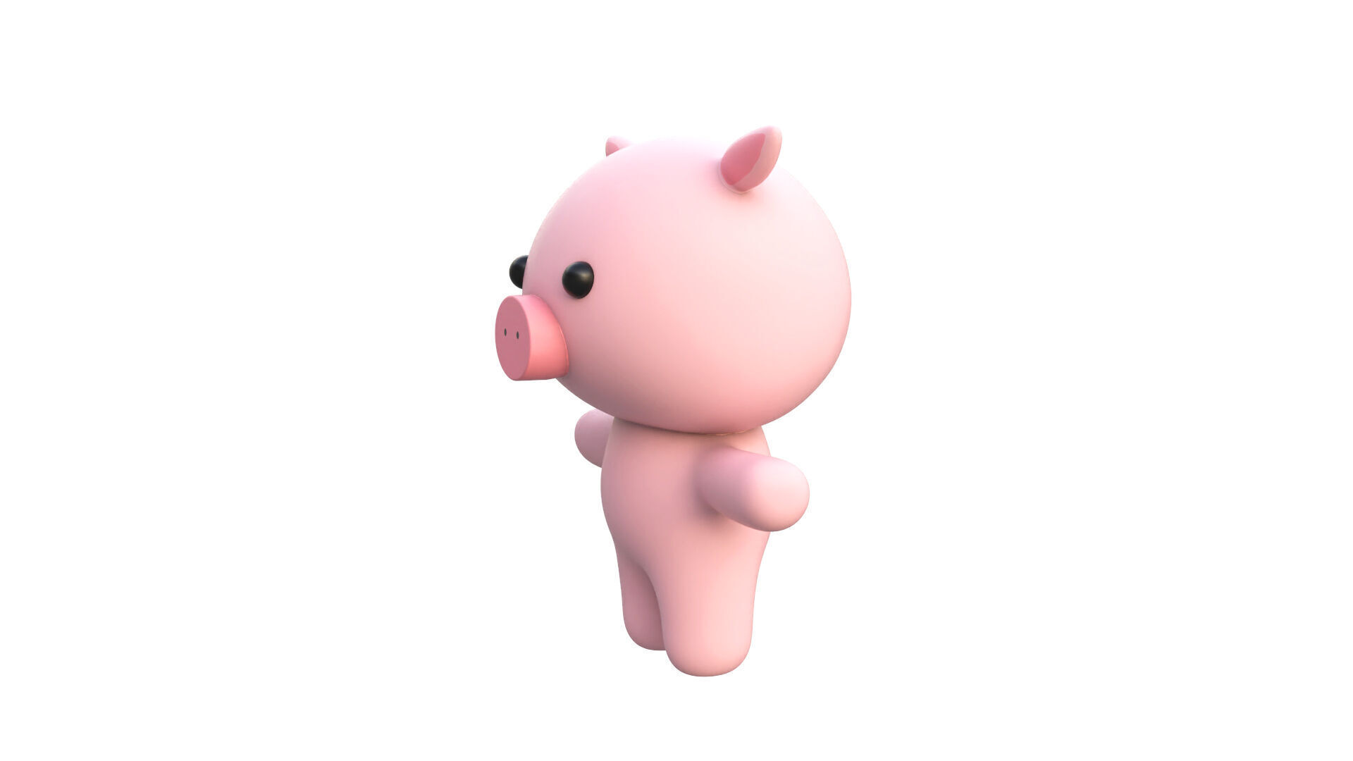 Chubby Pig Animated for Games  Low-poly 3D model_7