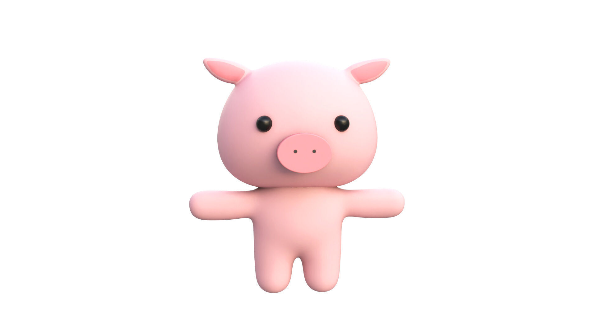 Chubby Pig Animated for Games  Low-poly 3D model_19