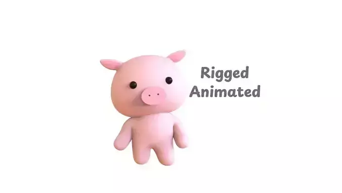 Chubby Pig Animated for Games 