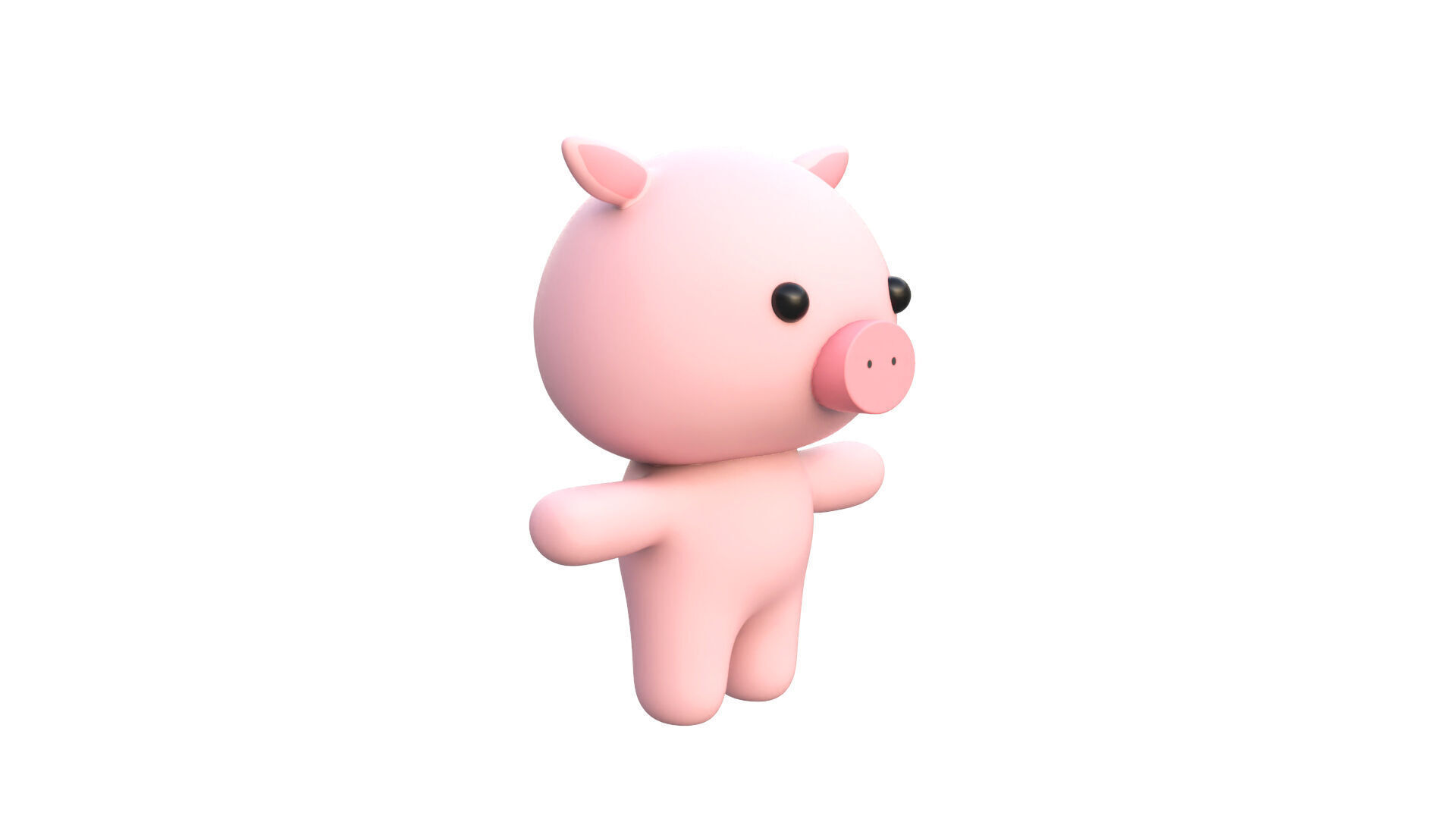 Chubby Pig Animated for Games  Low-poly 3D model_17