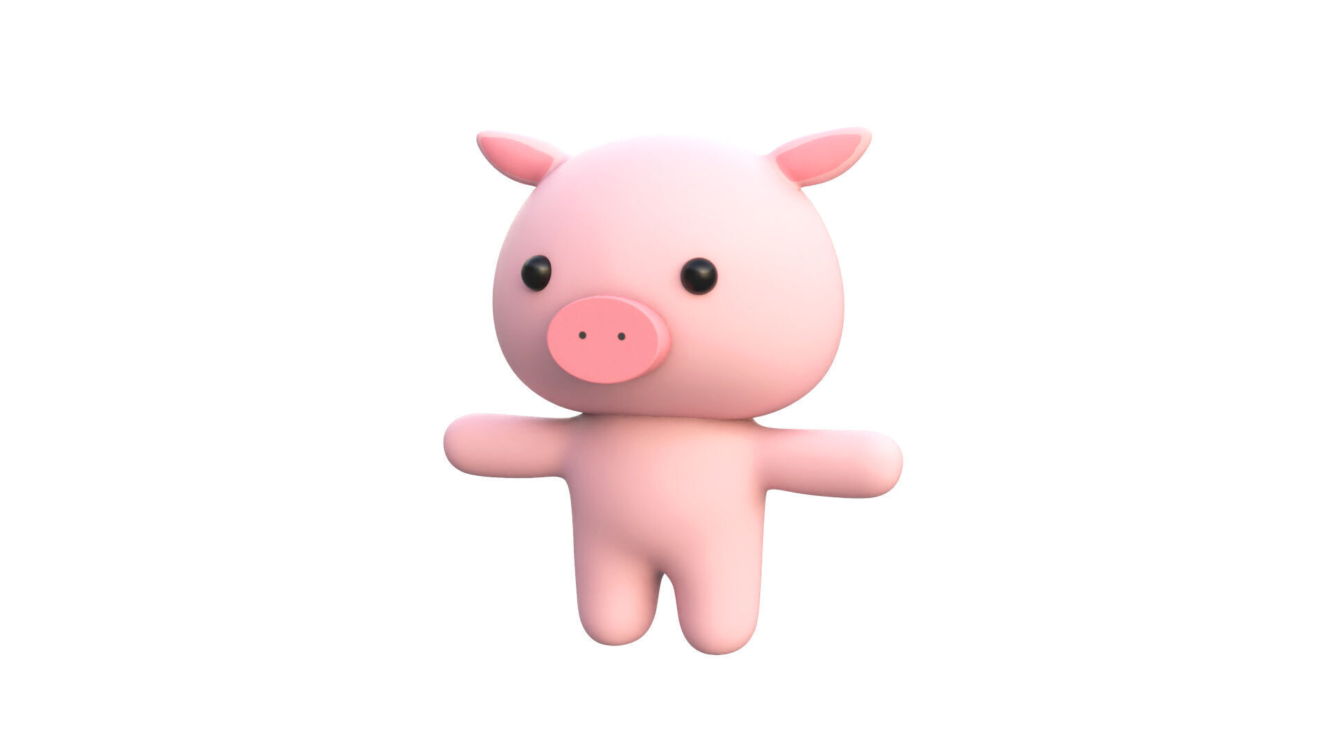 Chubby Pig Animated for Games  Low-poly 3D model_5