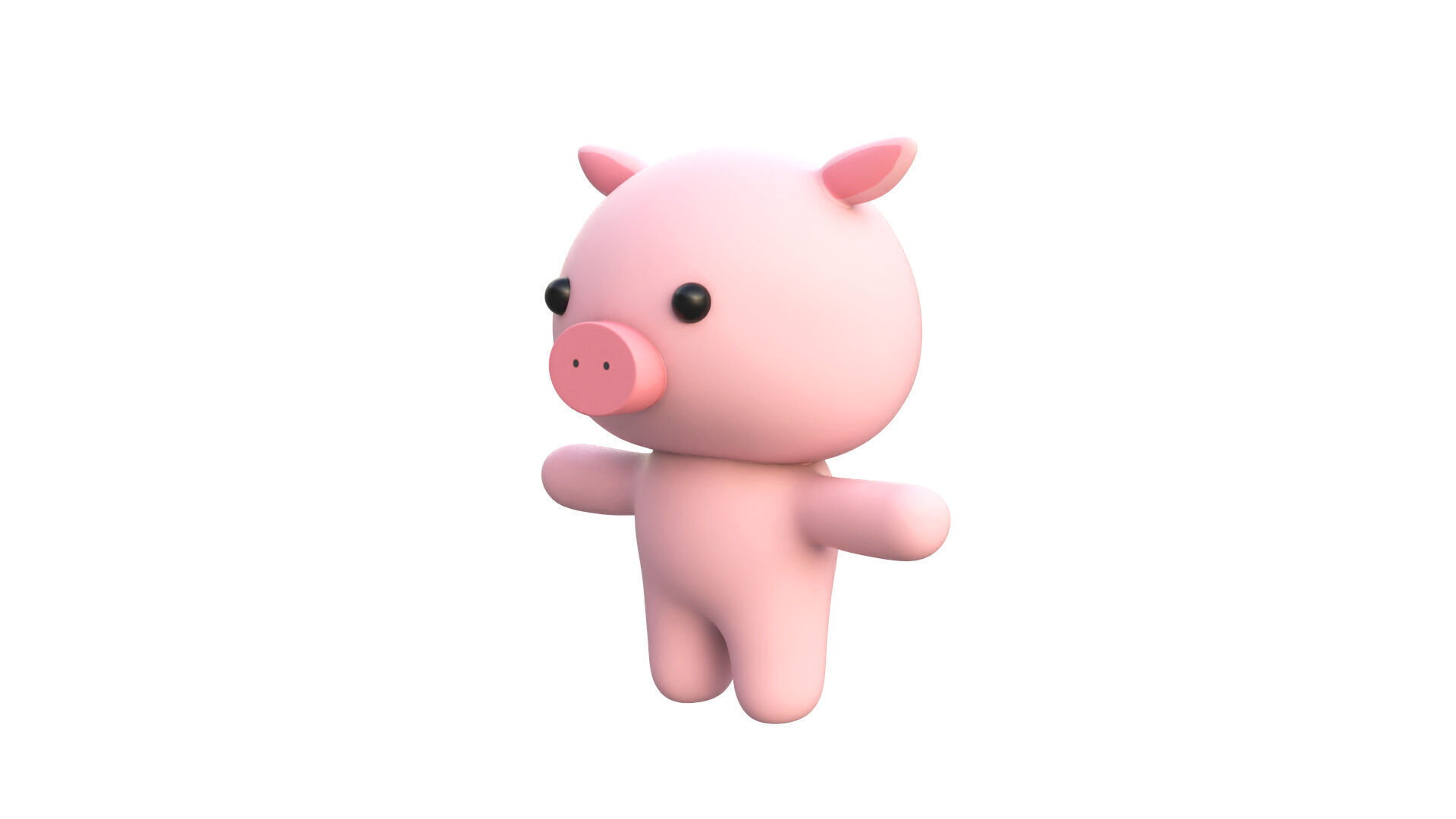 Chubby Pig Animated for Games  Low-poly 3D model_6