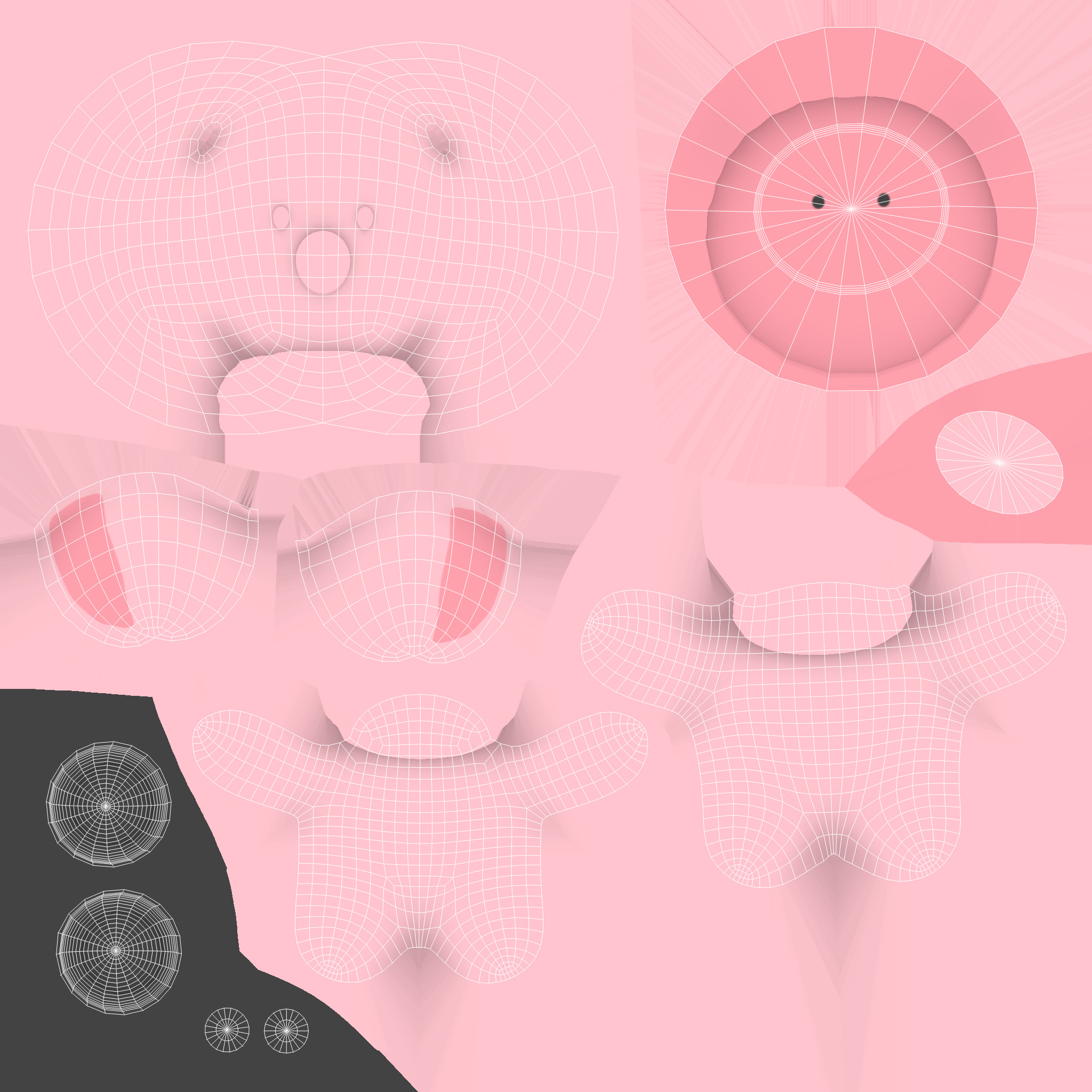 Chubby Pig Animated for Games  Low-poly 3D model_21