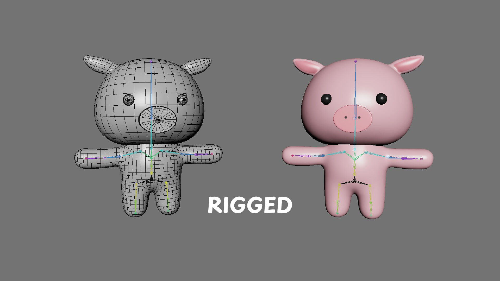 Chubby Pig Animated for Games  Low-poly 3D model_2