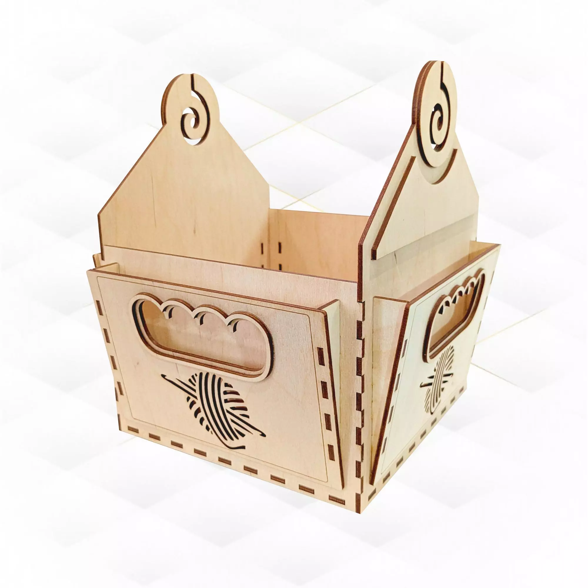 Gift Yarn Basket svg dxf files design laser cut 3D print model_0