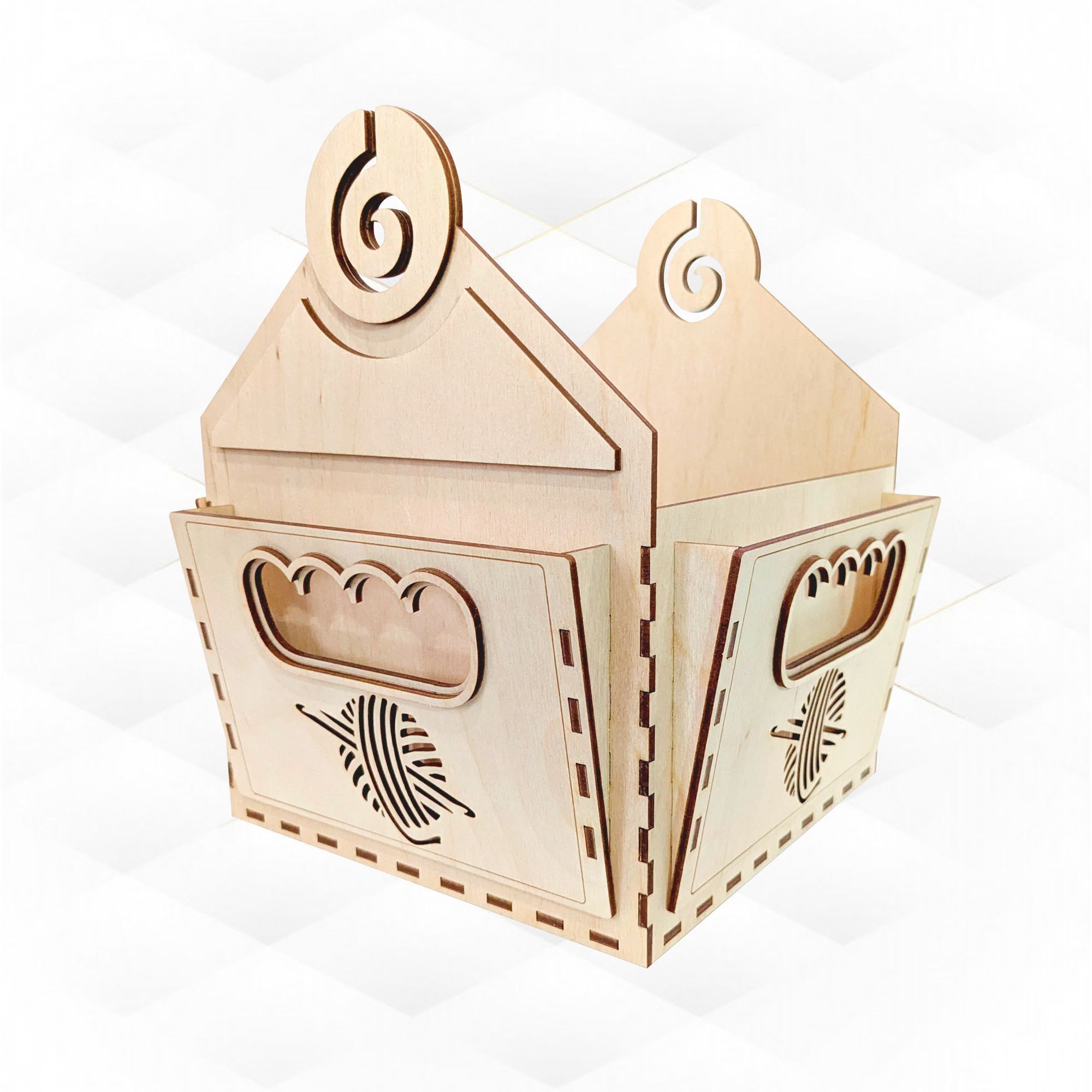 Gift Yarn Basket svg dxf files design laser cut 3D print model_2