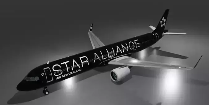 Air New Zealand star alliance airbus a321neo Low-poly 3D model