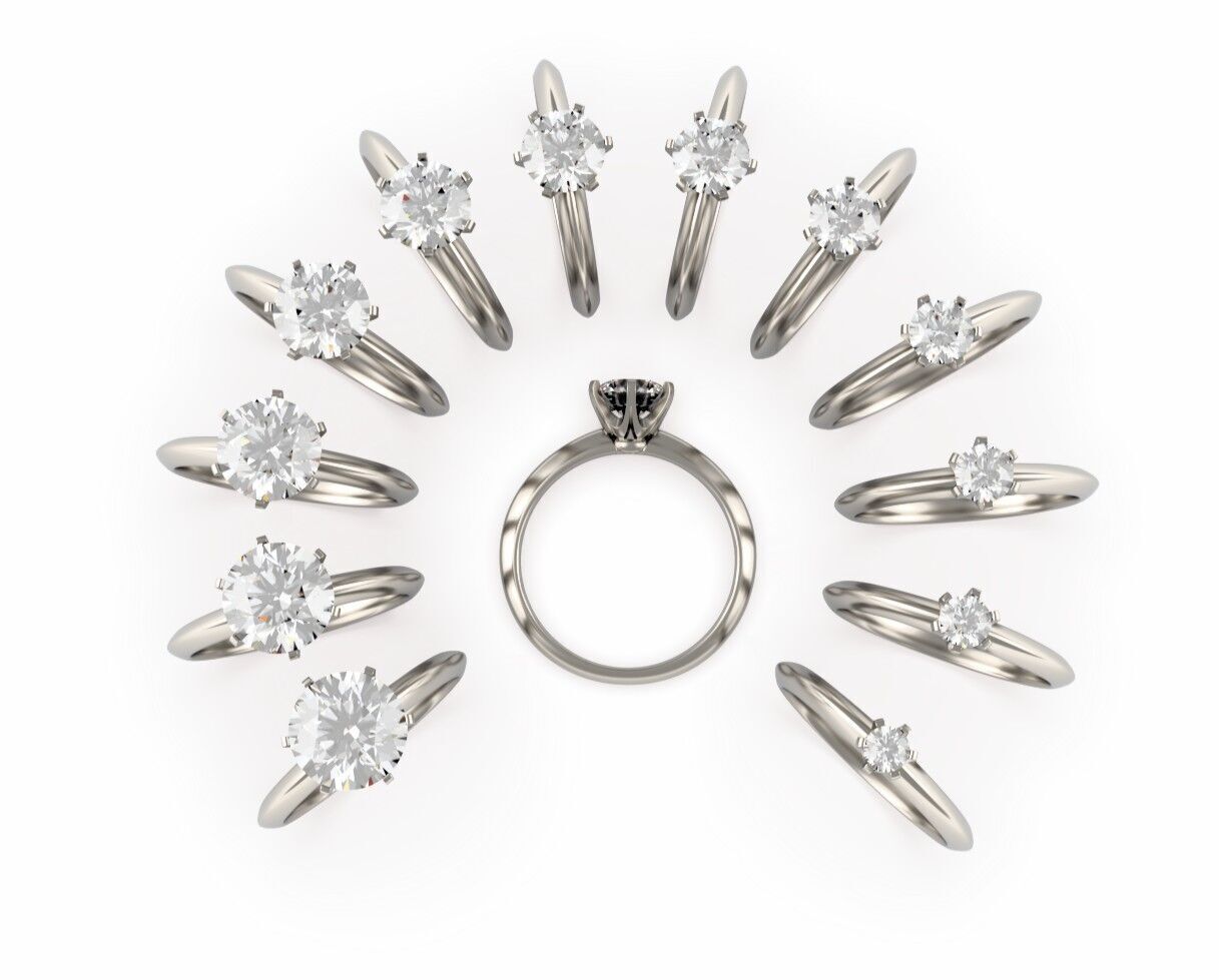 Engagement Solitaire Ring Collection lightweight Ed round 9-3mm 3D print model