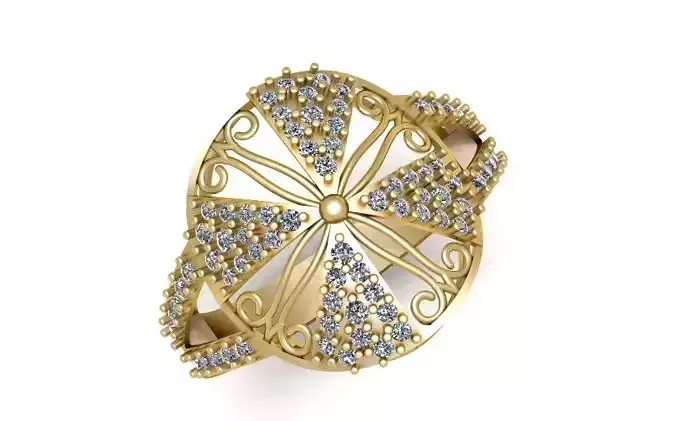 DIAMOND CLUSTER RING 3D PRINTABLE MODEL 3D print model