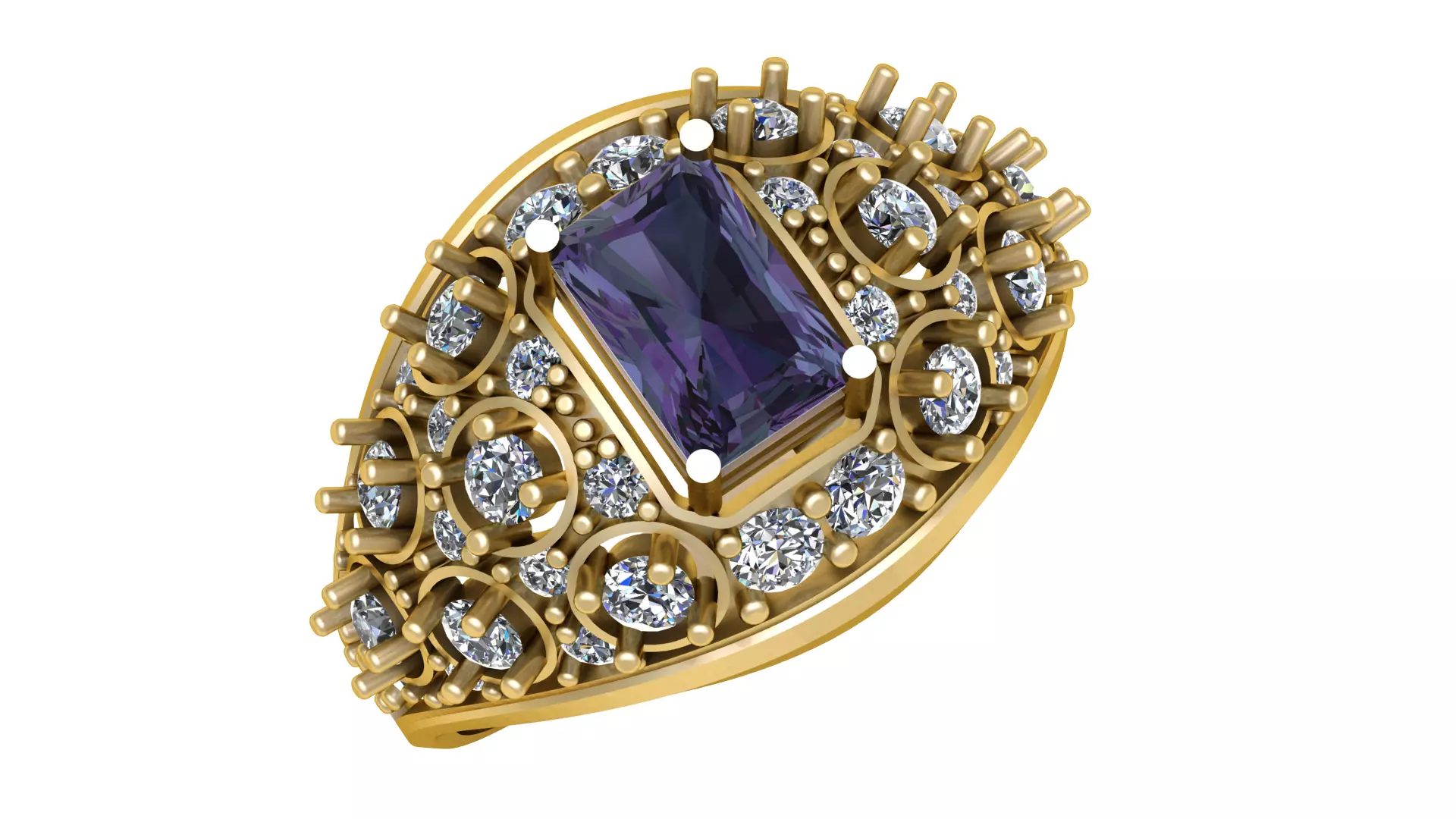 HIP HOP BLUE SAPPHIRE RING 3D PRINTABLE MODEL 3D print model