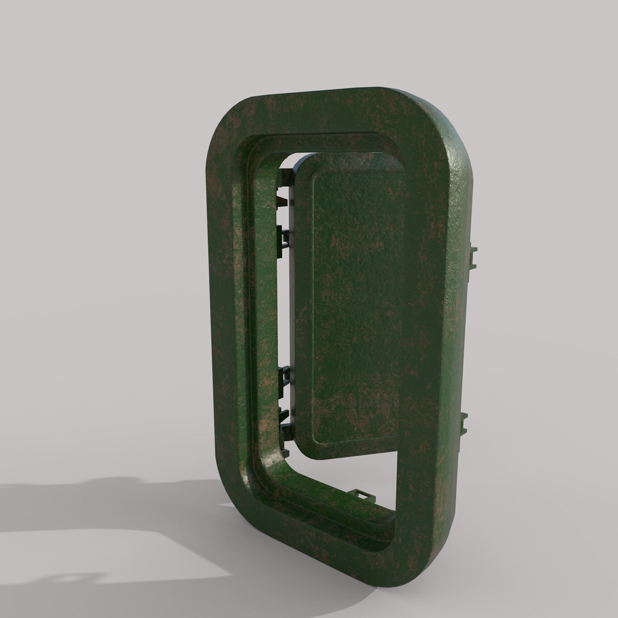 Old metal bunker door 3D model_3