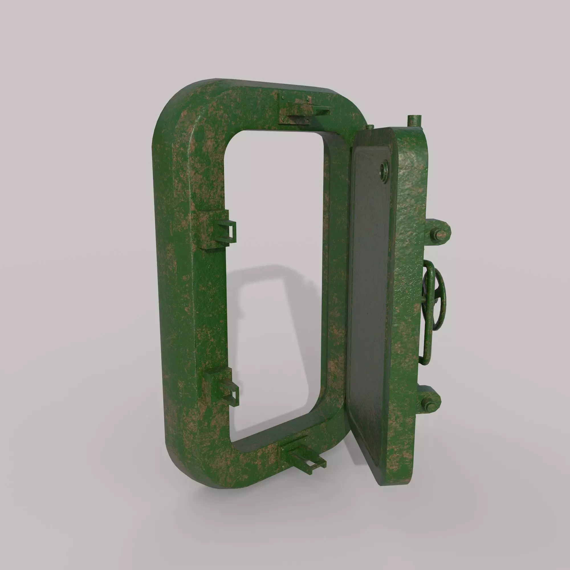 Old metal bunker door 3D model_0