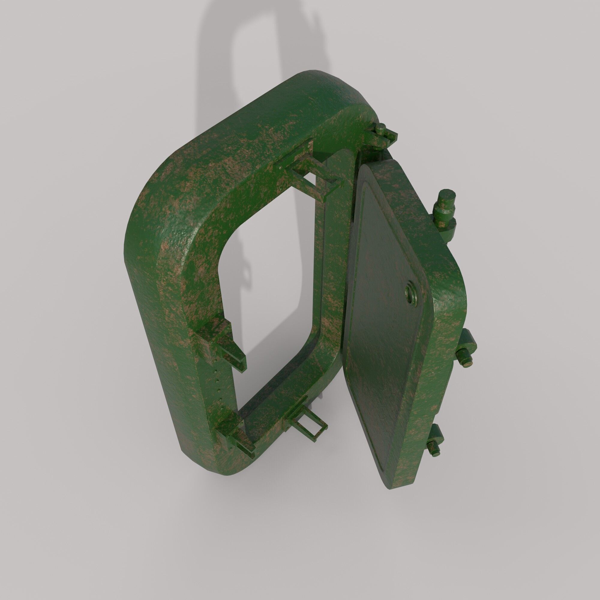 Old metal bunker door 3D model_4