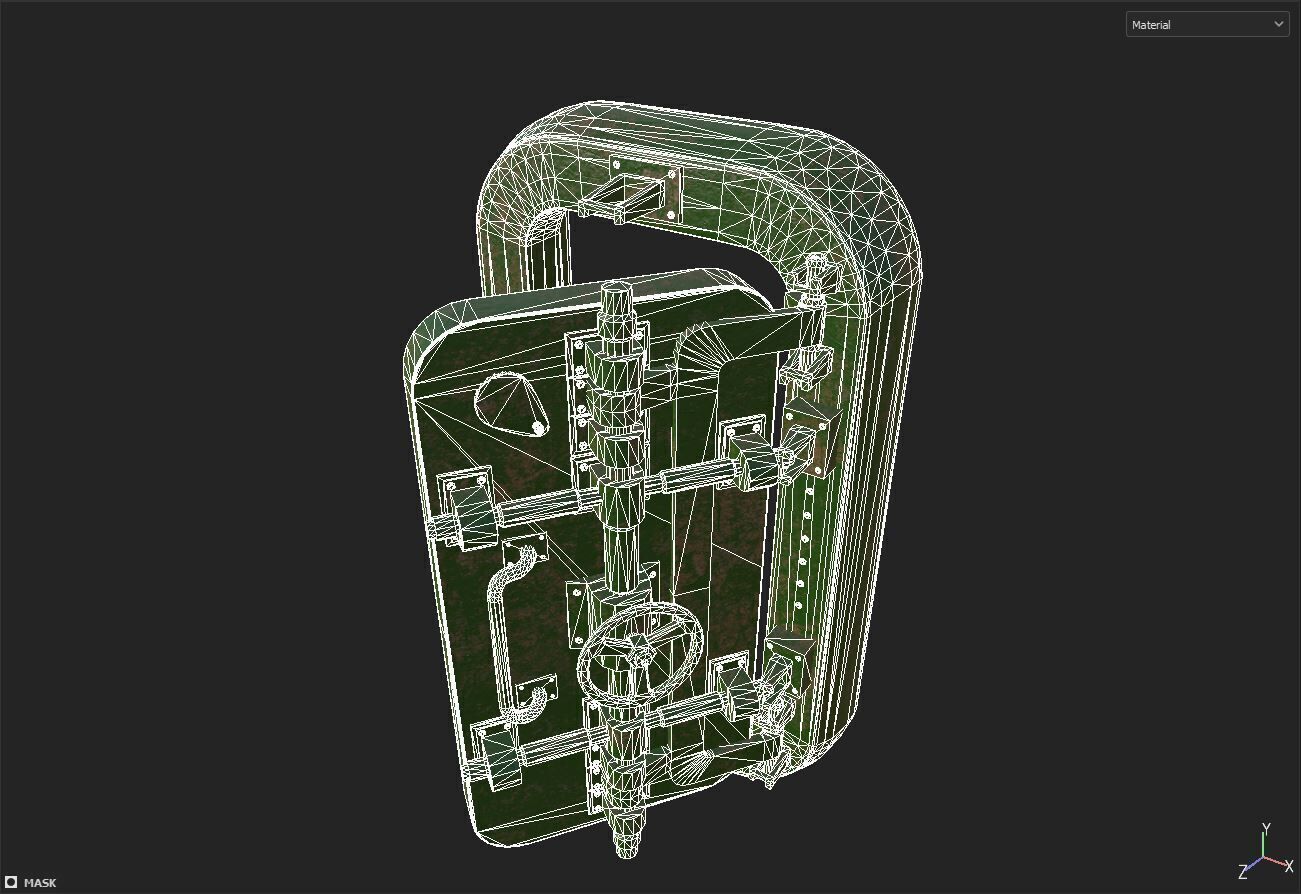 Old metal bunker door 3D model_6