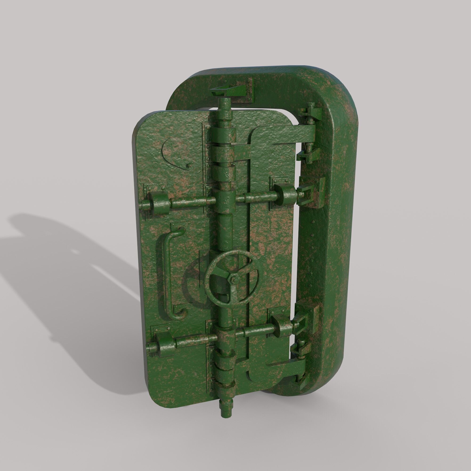 Old metal bunker door 3D model_1