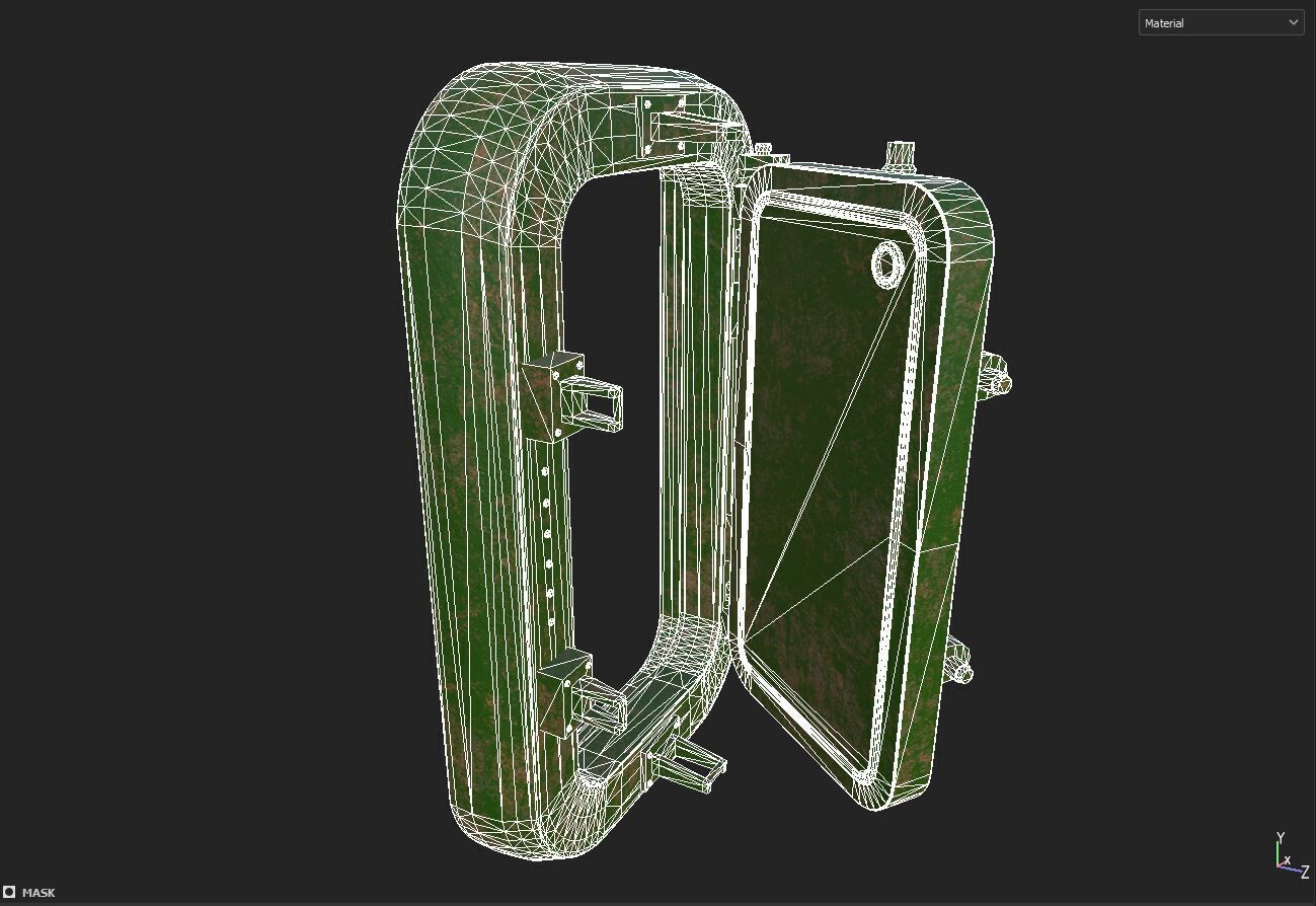 Old metal bunker door 3D model_8