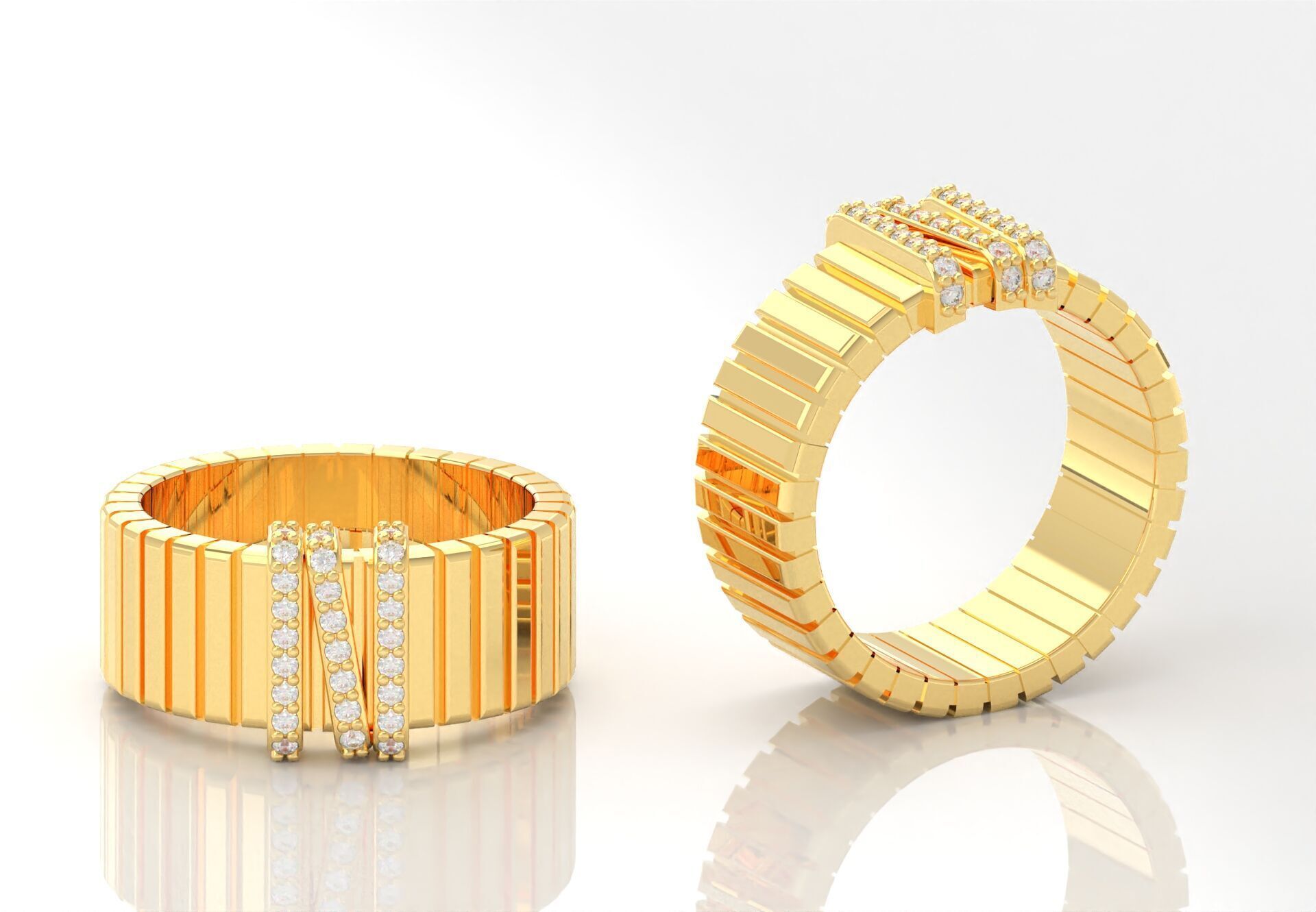 Fashion Ring With Diamonds 3D print model_2