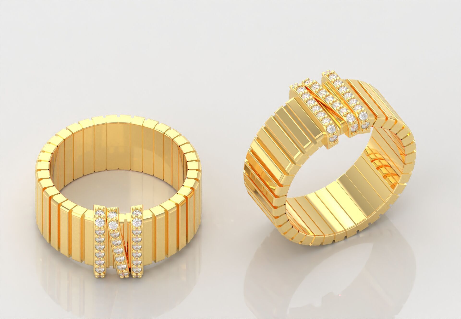 Fashion Ring With Diamonds 3D print model_3