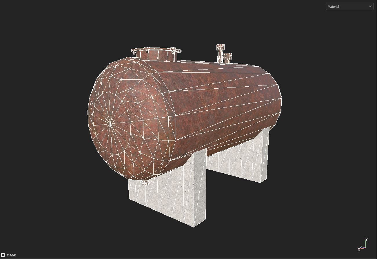 old oil tank Low-poly 3D model_7