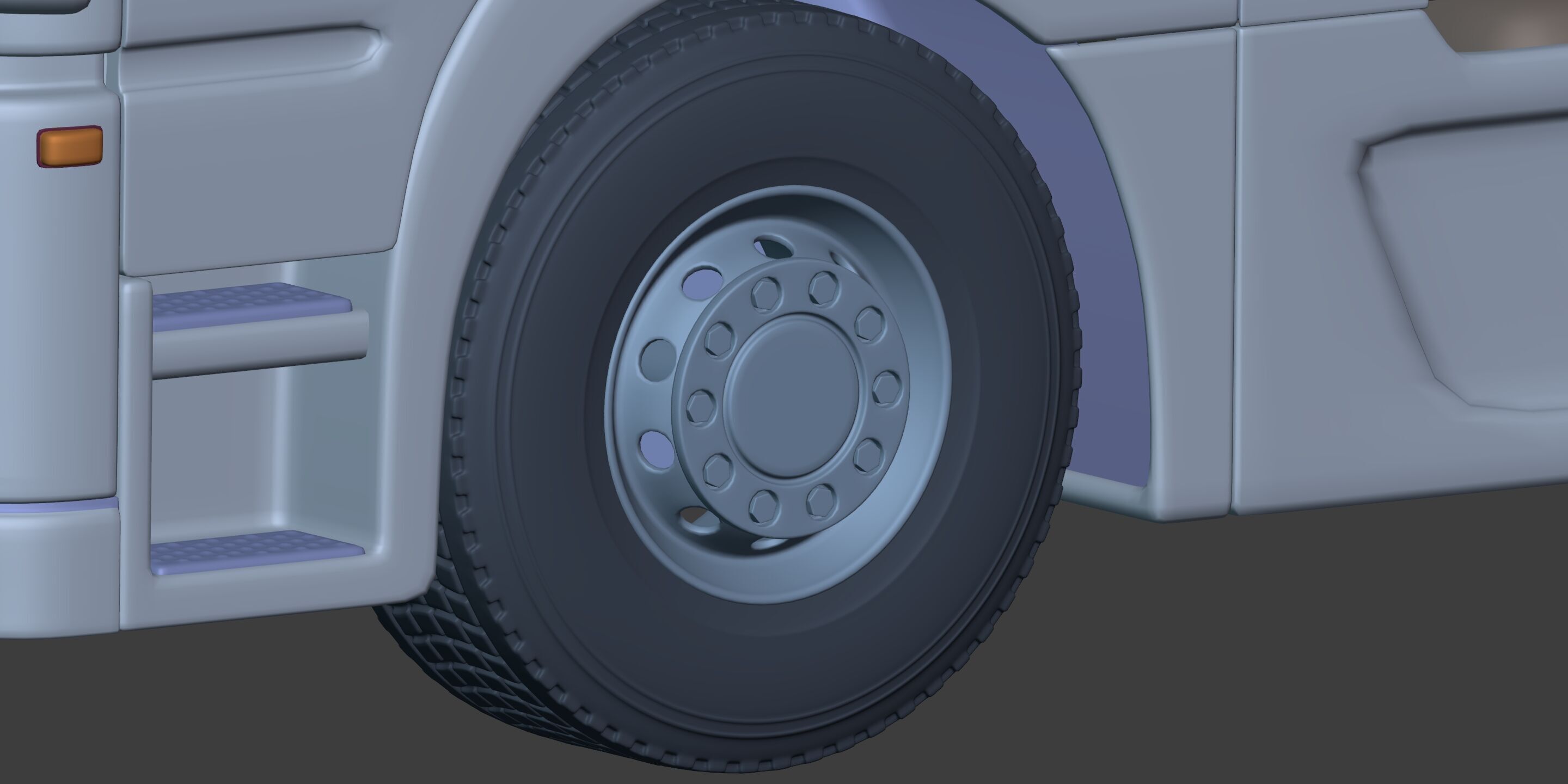 Flatbed Tailer Truck -- Generic Design 3D model_17