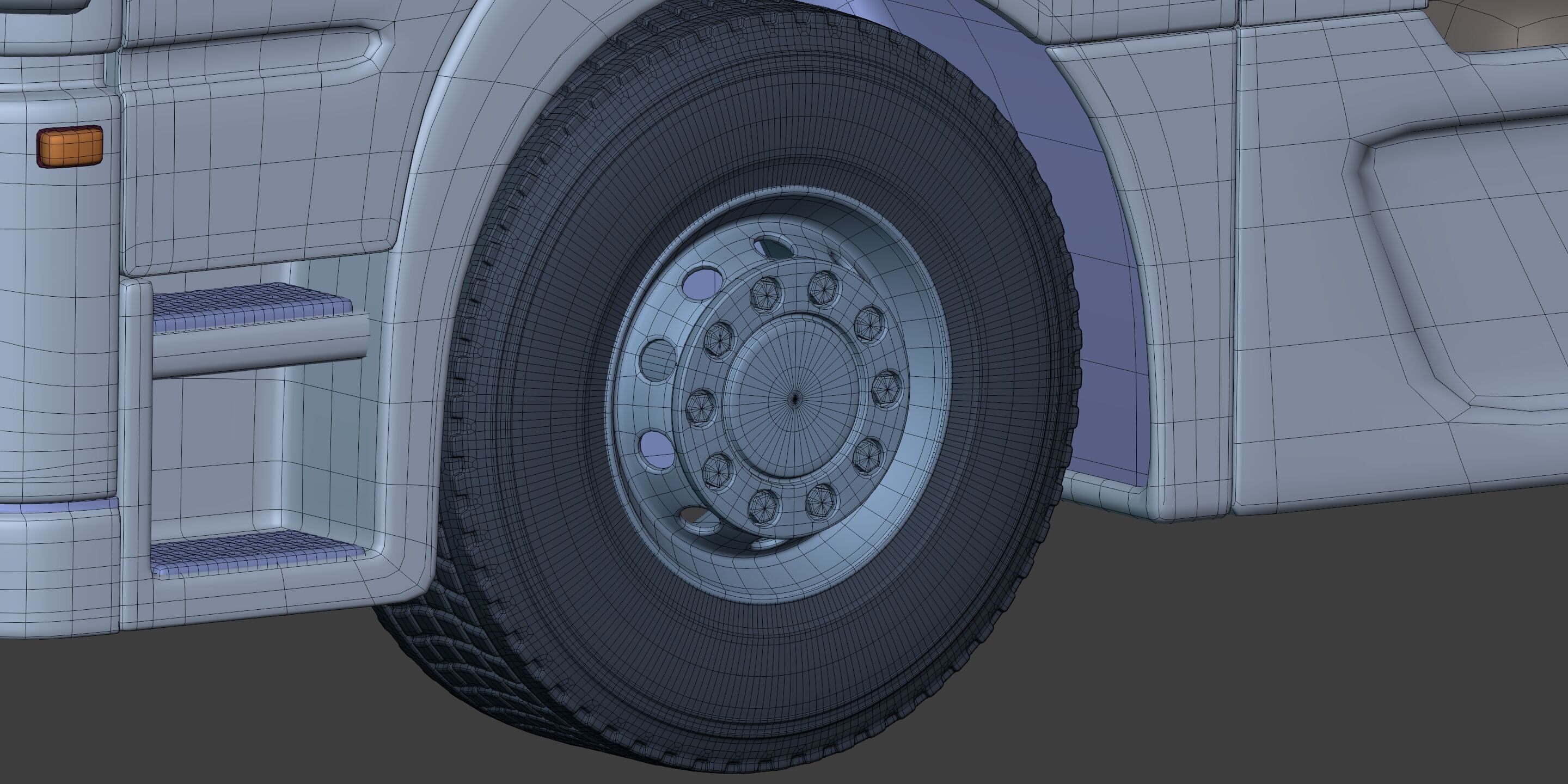 Flatbed Tailer Truck -- Generic Design 3D model_18